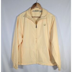 Magnolia Lane Masters Golf Jacket Women L Yellow Full Zip with front pocket Flaw
